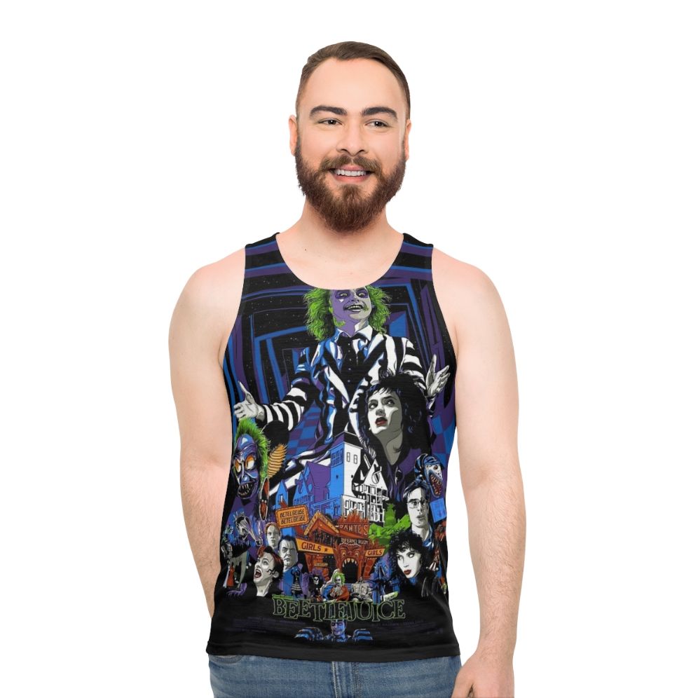 Beetlejuice Unisex Tank Top with classic 80s horror movie design