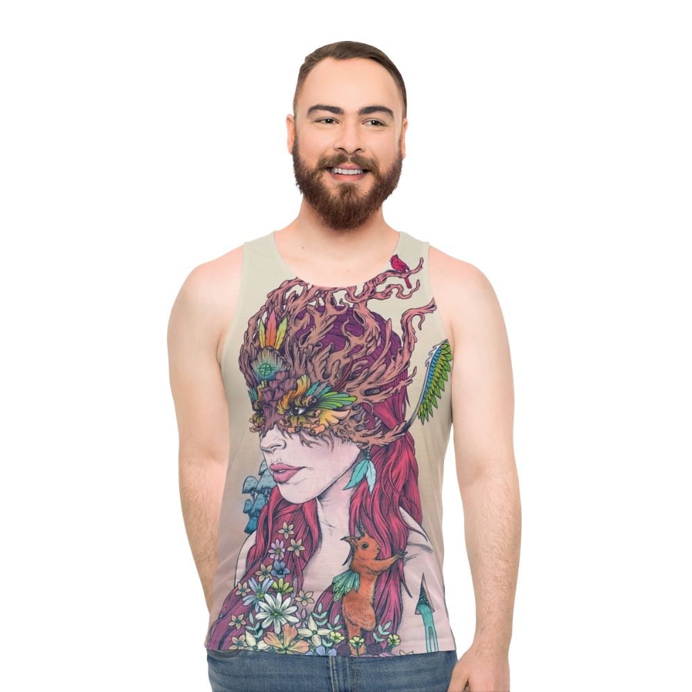 Unisex 'Before All Things' psychedelic nature-inspired tank top