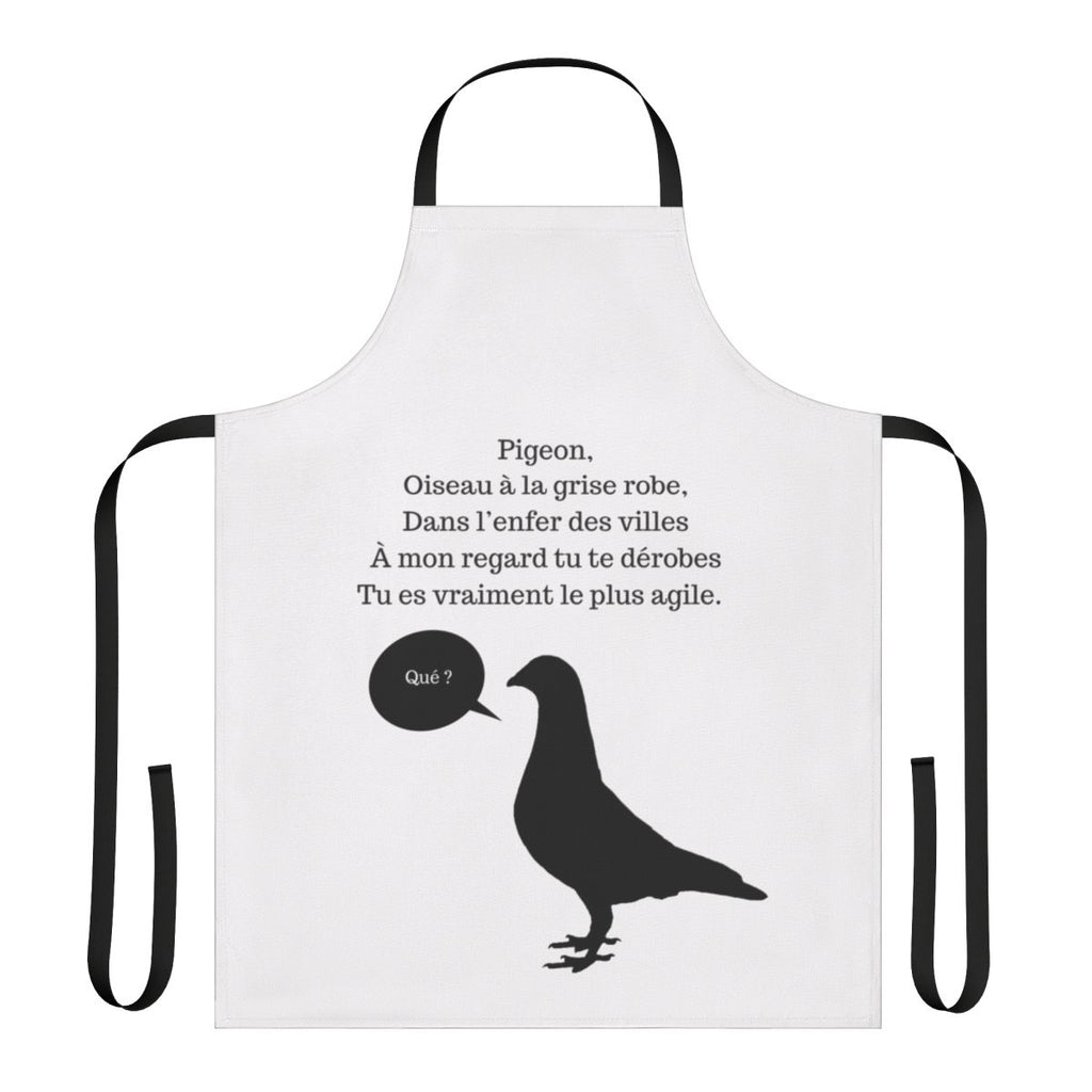 Apron featuring a classic French quote and black and white cartoon illustration