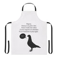 Apron featuring a classic French quote and black and white cartoon illustration