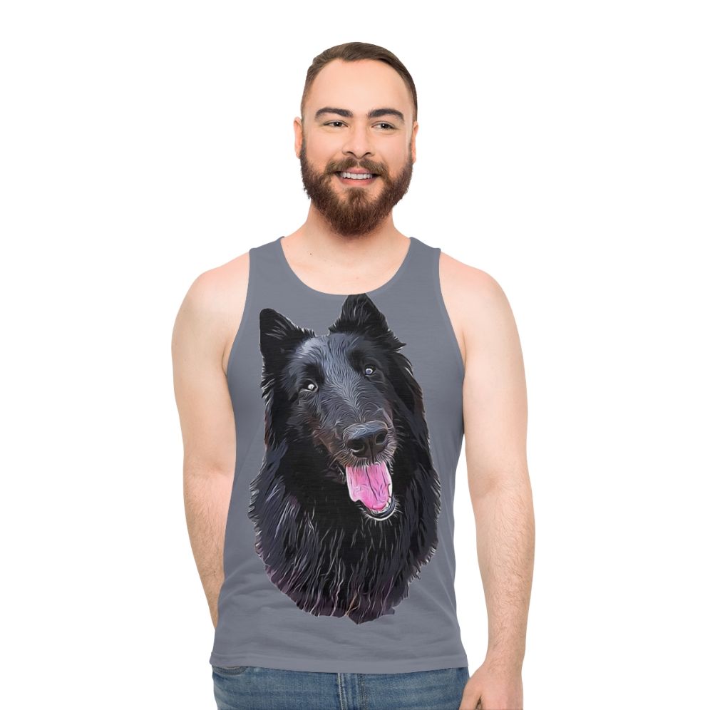 Belgian Shepherd Groenendael dog breed illustration on a unisex tank top