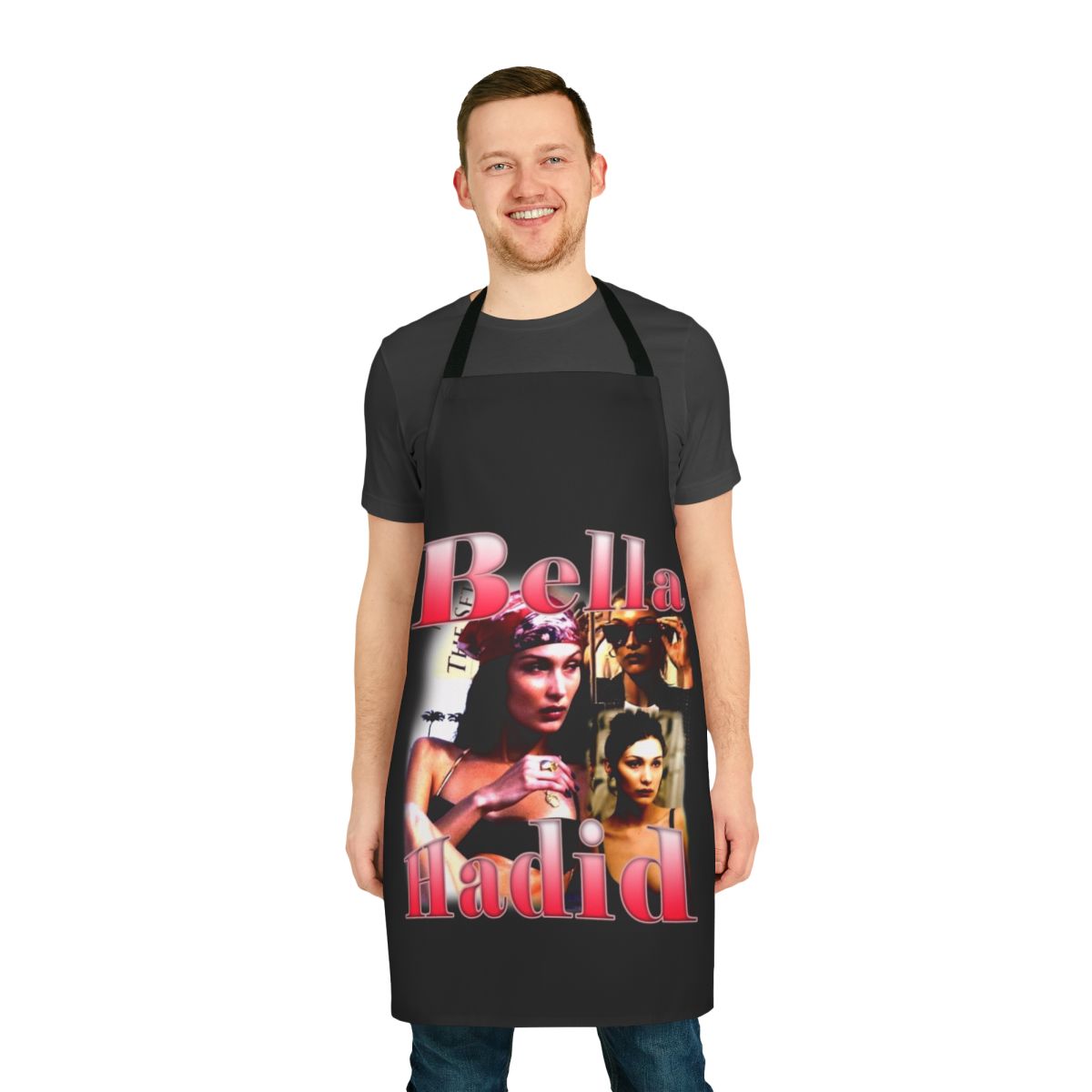 Bella Hadid inspired Y2K style bootleg apron with trendy graphics