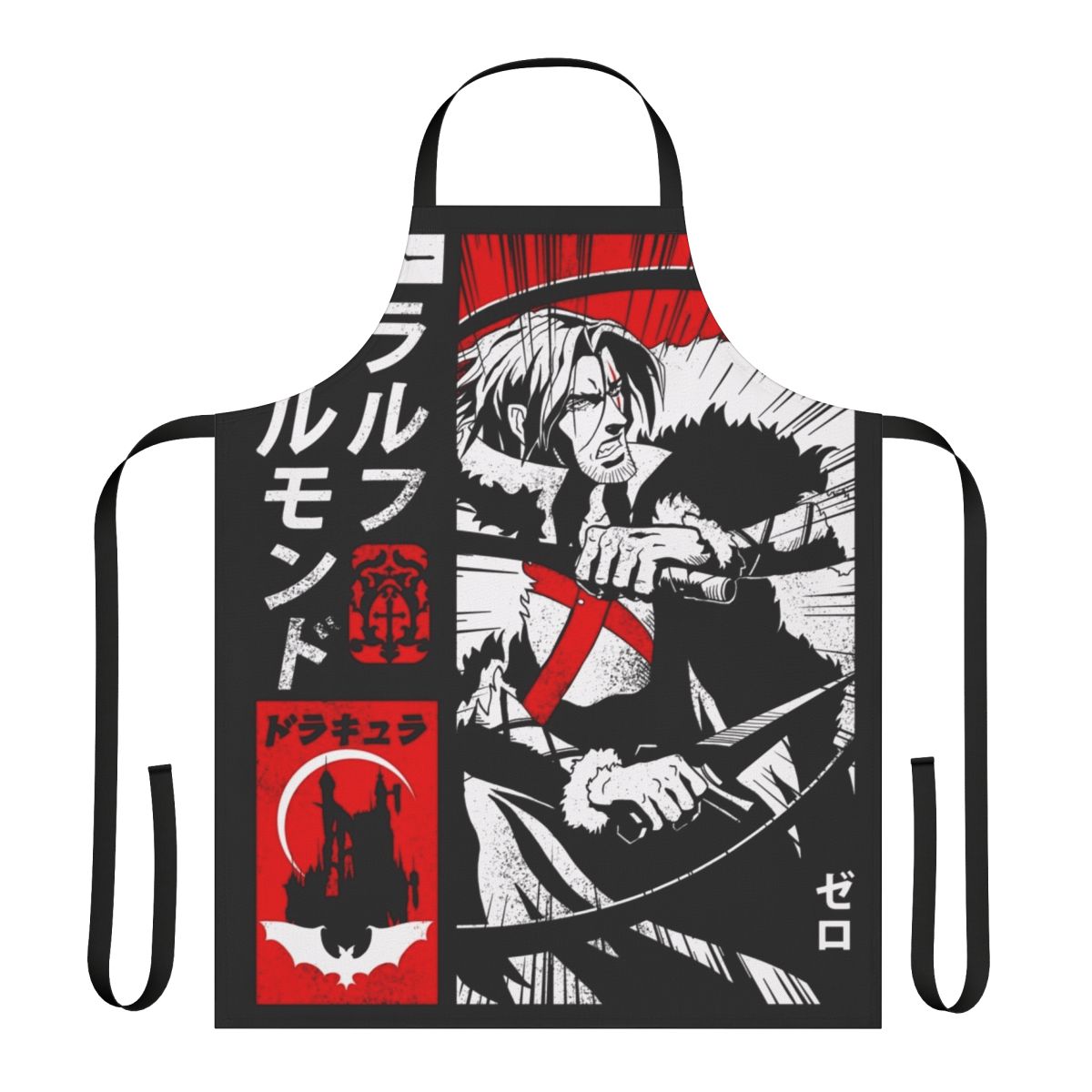 Belmont clan inspired apron featuring a vampire hunter design