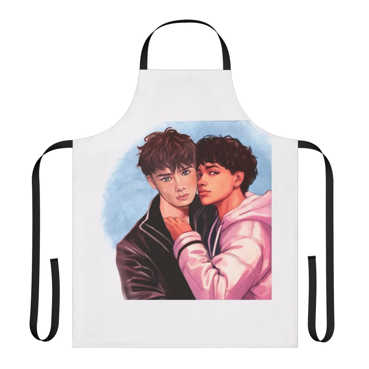 Apron featuring a design inspired by the popular Netflix series Young Royals, with a gay couple at the center.