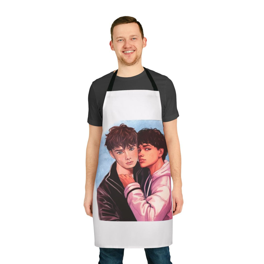 Apron featuring a design inspired by the popular Netflix series Young Royals, with a gay couple at the center.