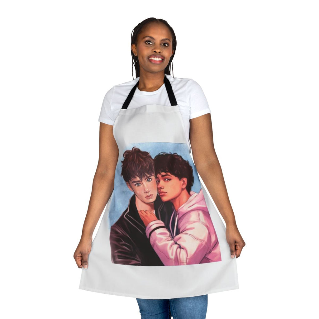 Apron featuring a design inspired by the popular Netflix series Young Royals, with a gay couple at the center.
