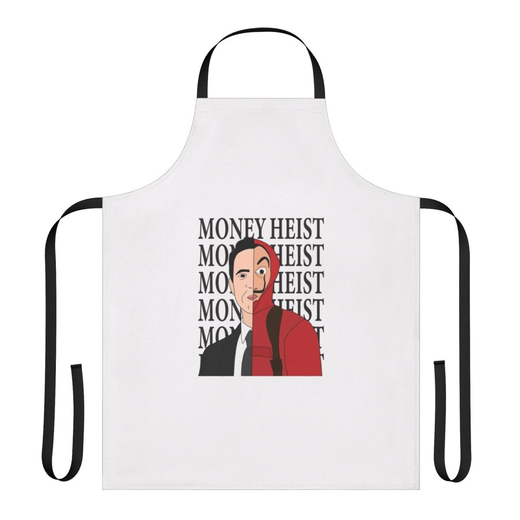 Apron featuring an illustration of Berlin, a character from the hit Netflix series Money Heist