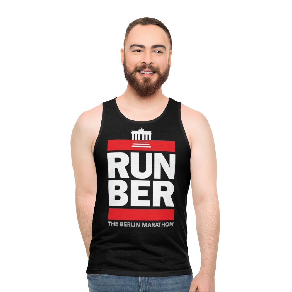 Germany marathon runner wearing a Berlin marathon tank top