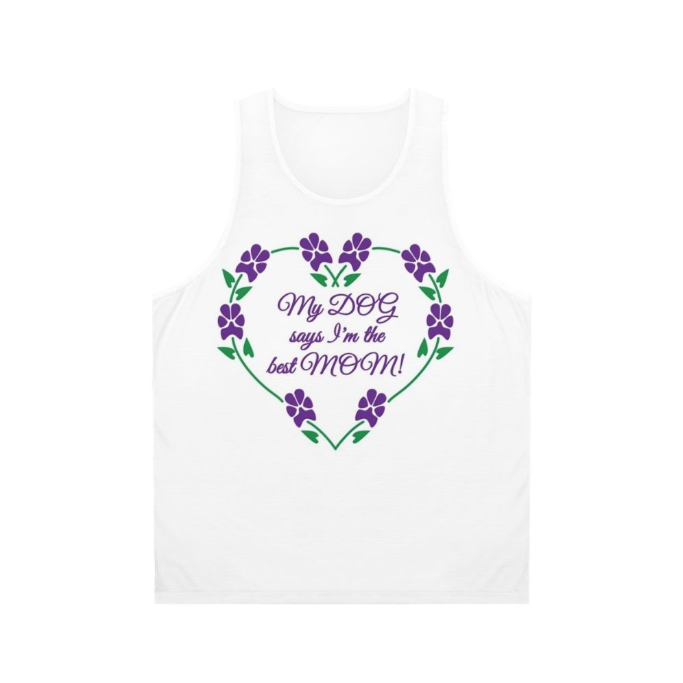 Best Dog Mom Purple Pawprint Flowers Unisex Tank Top