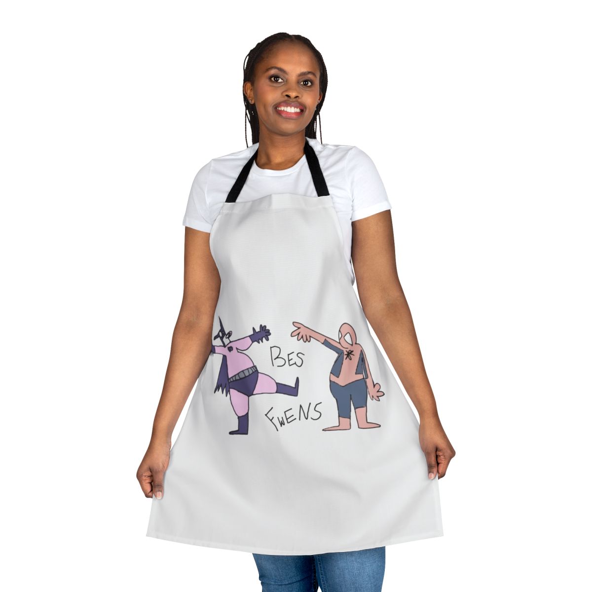 Best friends superhero themed apron with slang and quotes