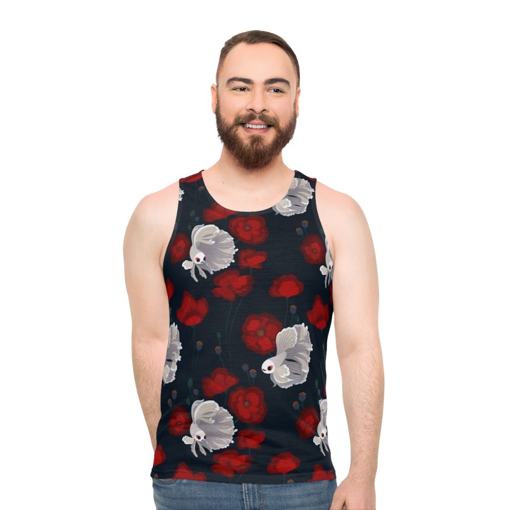 Betta fish and poppy flower unisex tank top