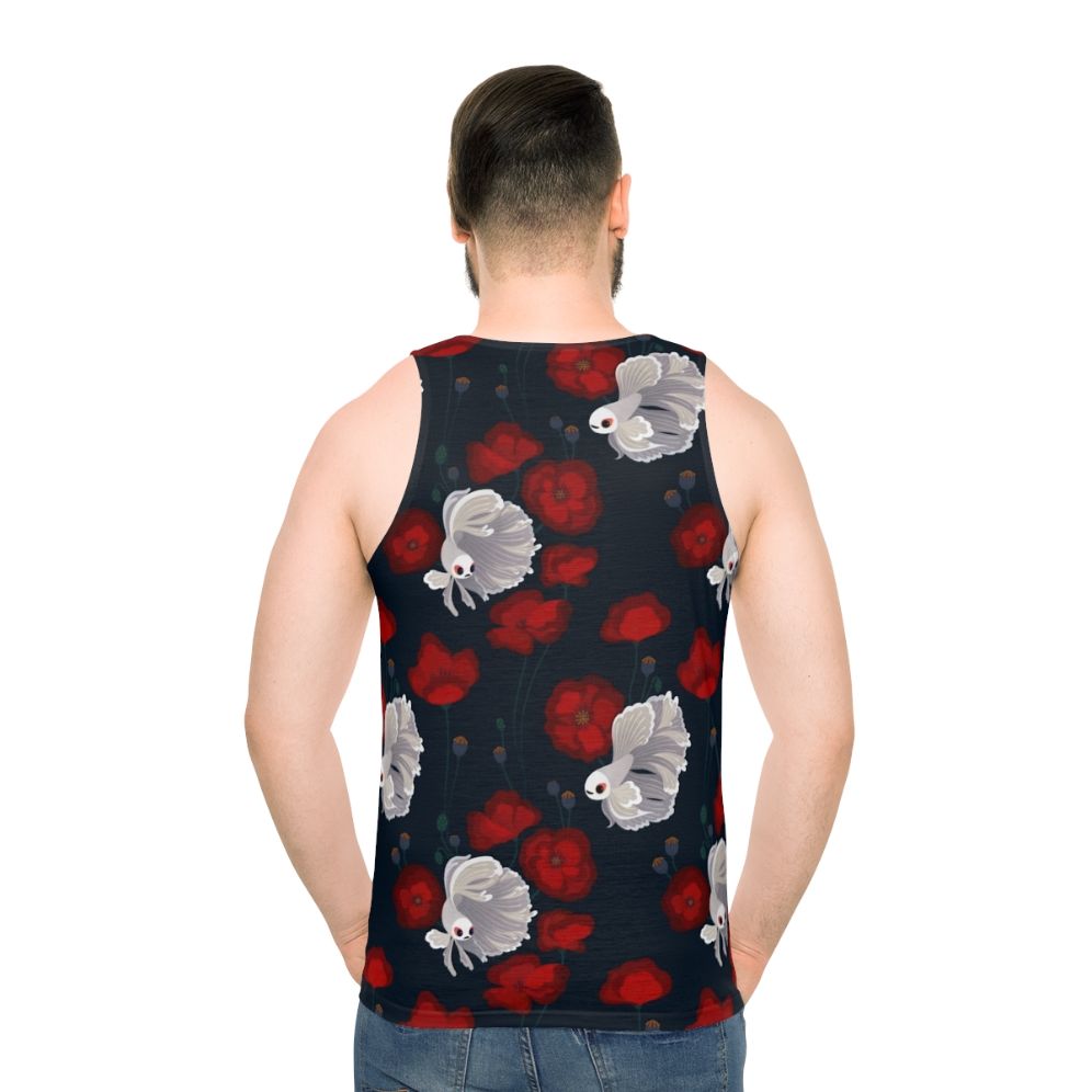 Betta fish and poppy flower unisex tank top