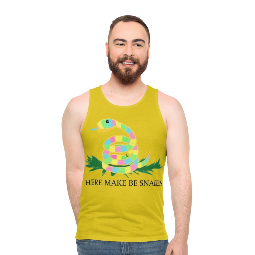 Unisex tank top with snake graphic