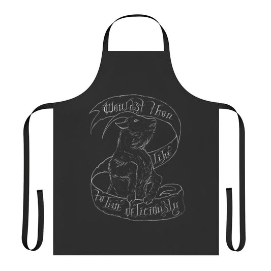 Black Phillip Apron - Featuring a goat-like demonic figure in a dark, occult-inspired design