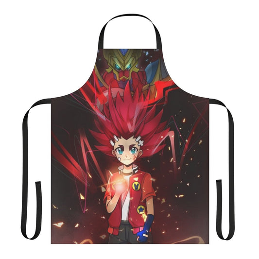 Beyblade Burst Turbo-inspired apron featuring Aiger Akabane and other characters