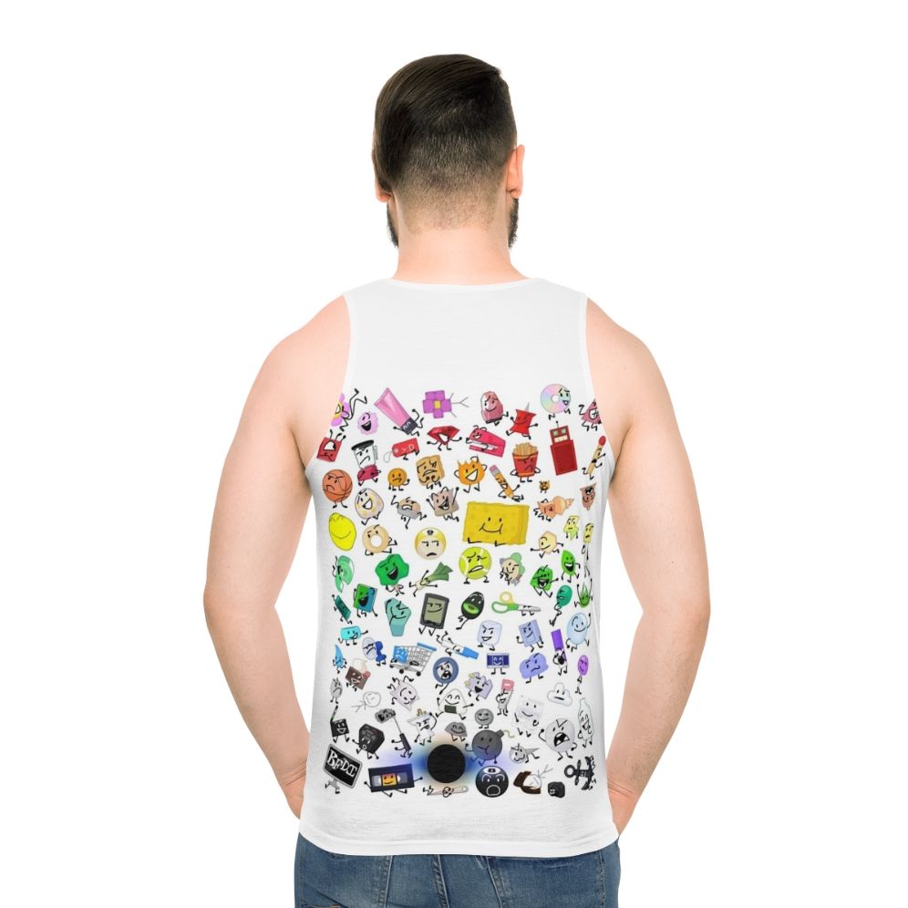 BFDI and TPOT characters printed on a unisex tank top