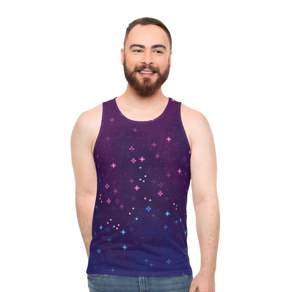Bi pride galaxy 8bit unisex tank top