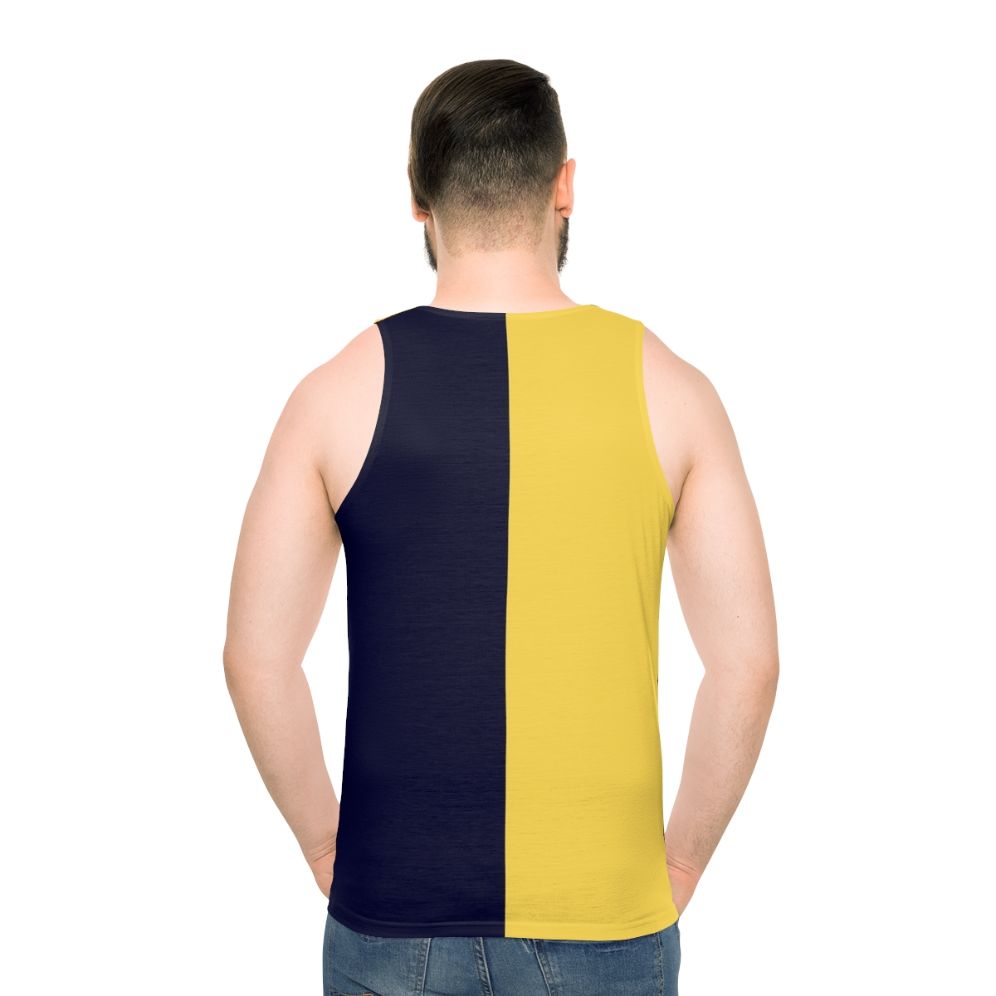 Navy blue and mustard yellow bicolor unisex tank top