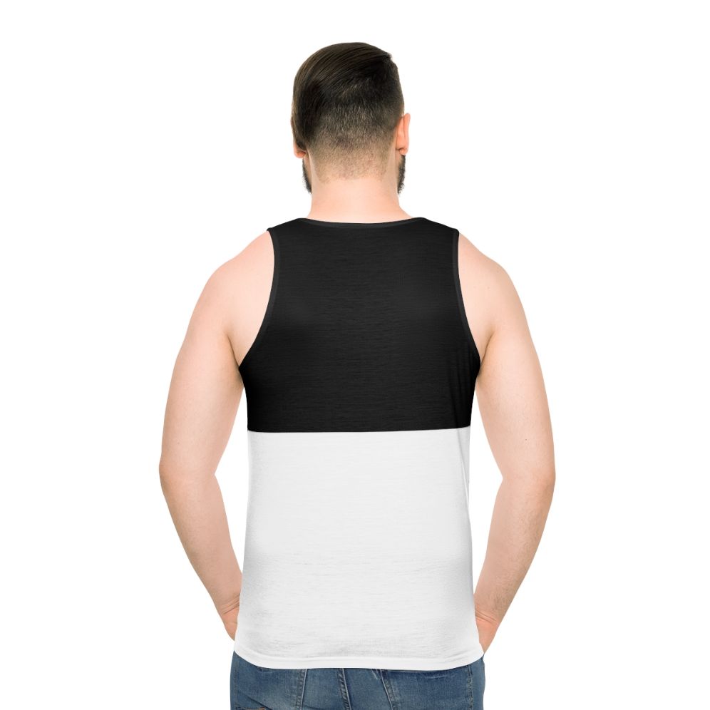 Bicolor unisex tank top with modern geometric pattern