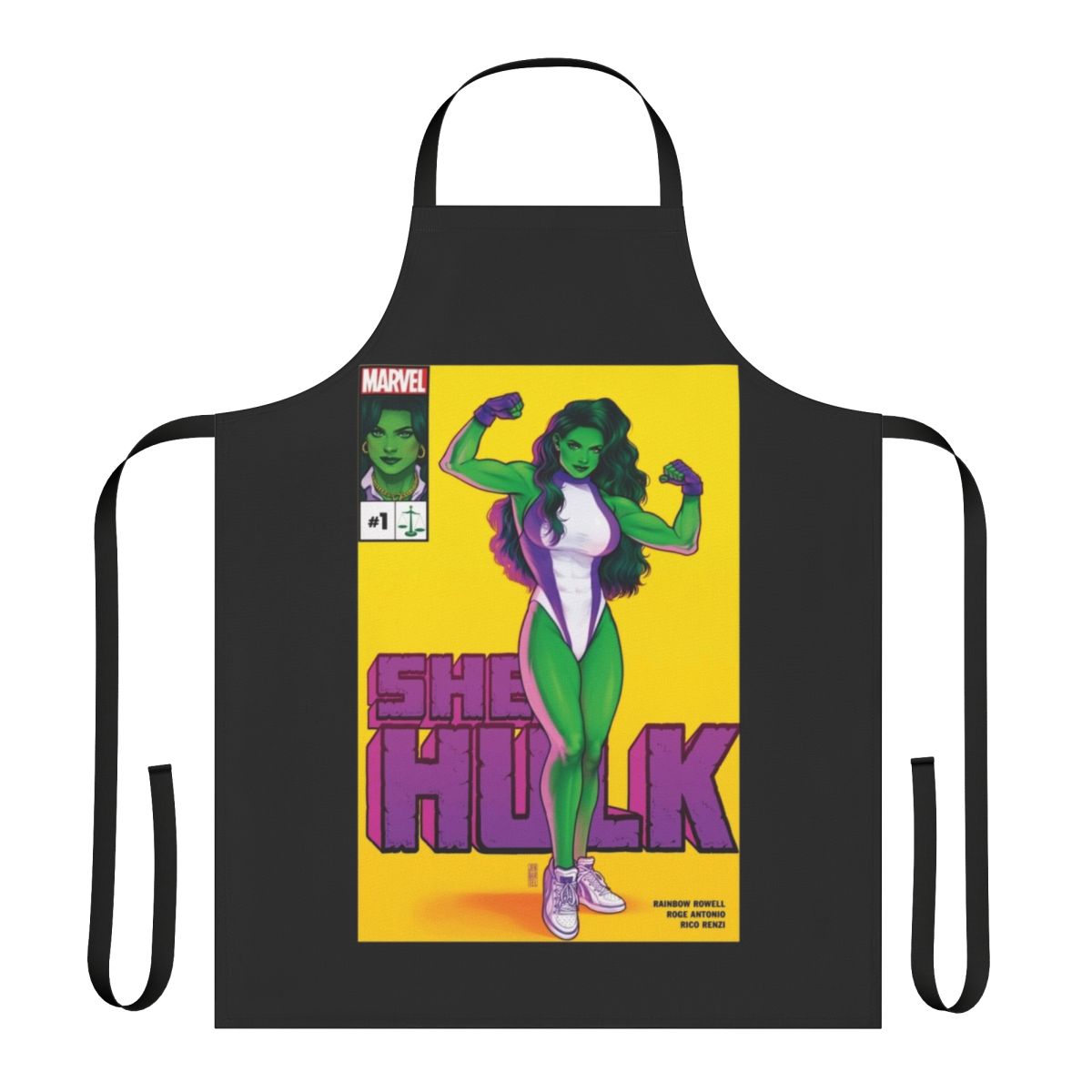 Big Green Hero Costume Apron - Superhero-inspired apron for cosplay and kitchen fun