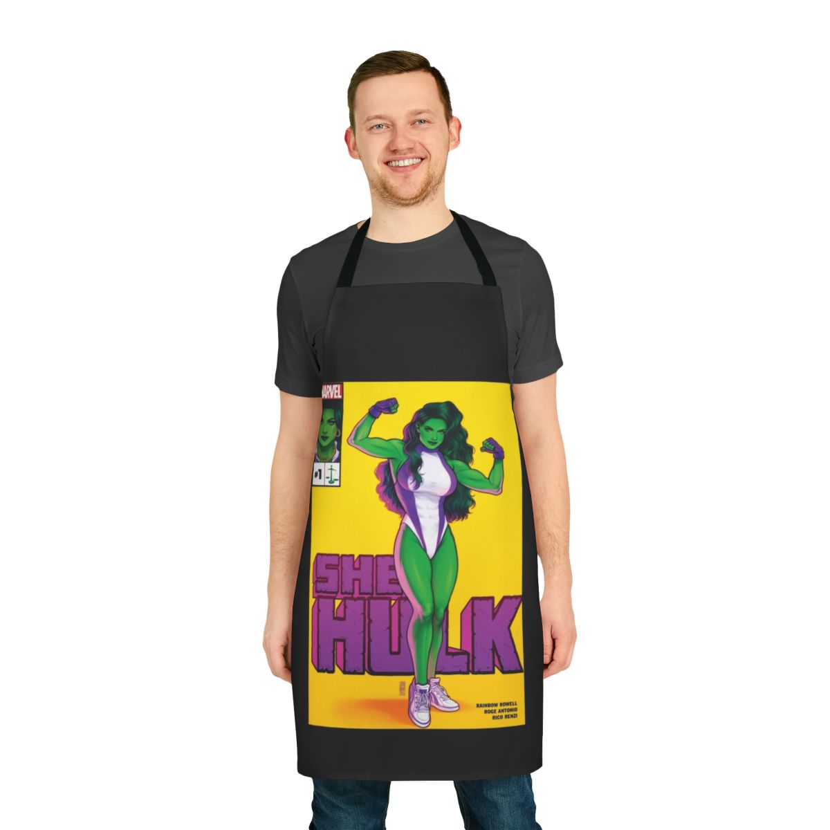 Big Green Hero Costume Apron - Superhero-inspired apron for cosplay and kitchen fun