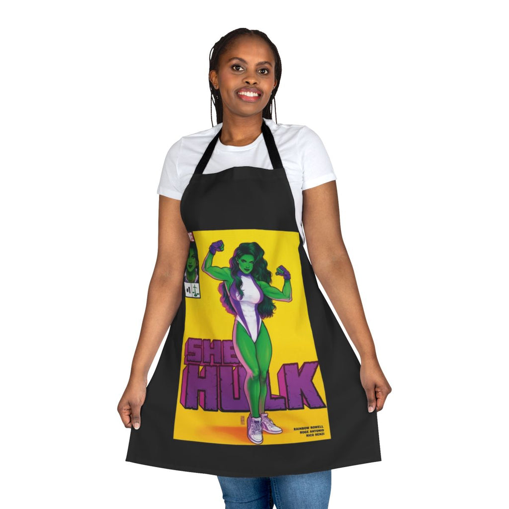 Big Green Hero Costume Apron - Superhero-inspired apron for cosplay and kitchen fun