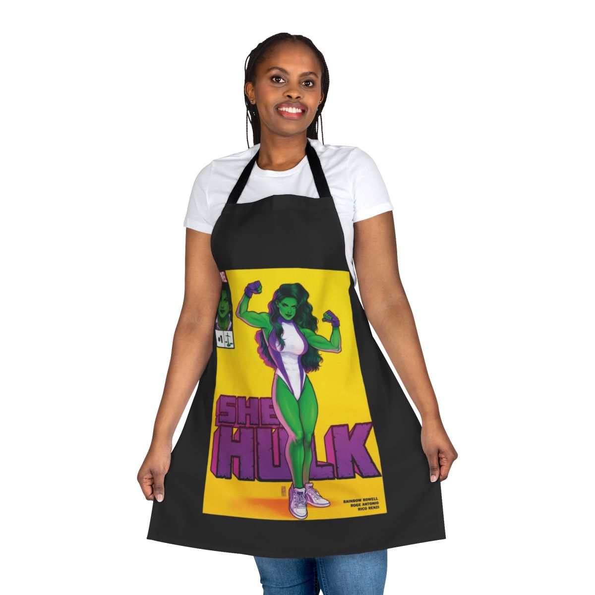 Big Green Hero Costume Apron - Superhero-inspired apron for cosplay and kitchen fun
