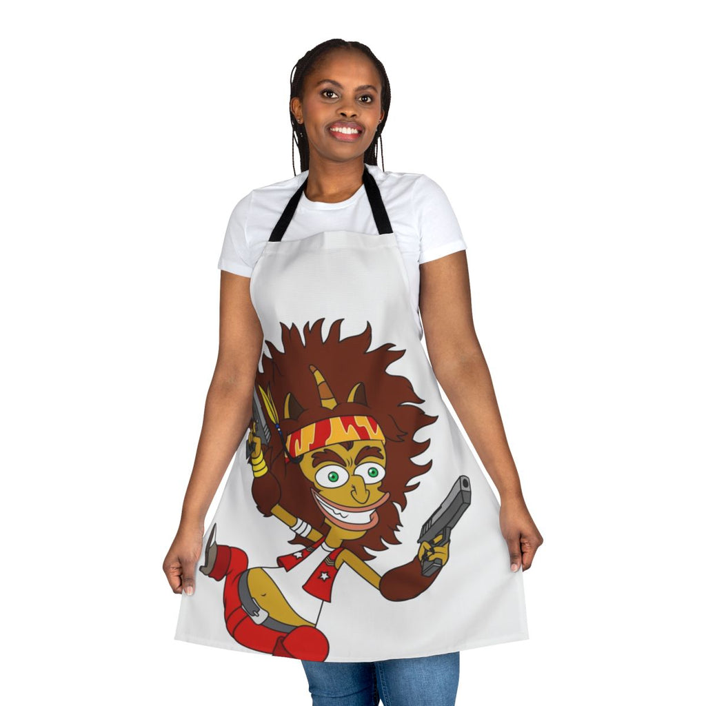 Big Mouth inspired apron featuring the Hormone Monster character