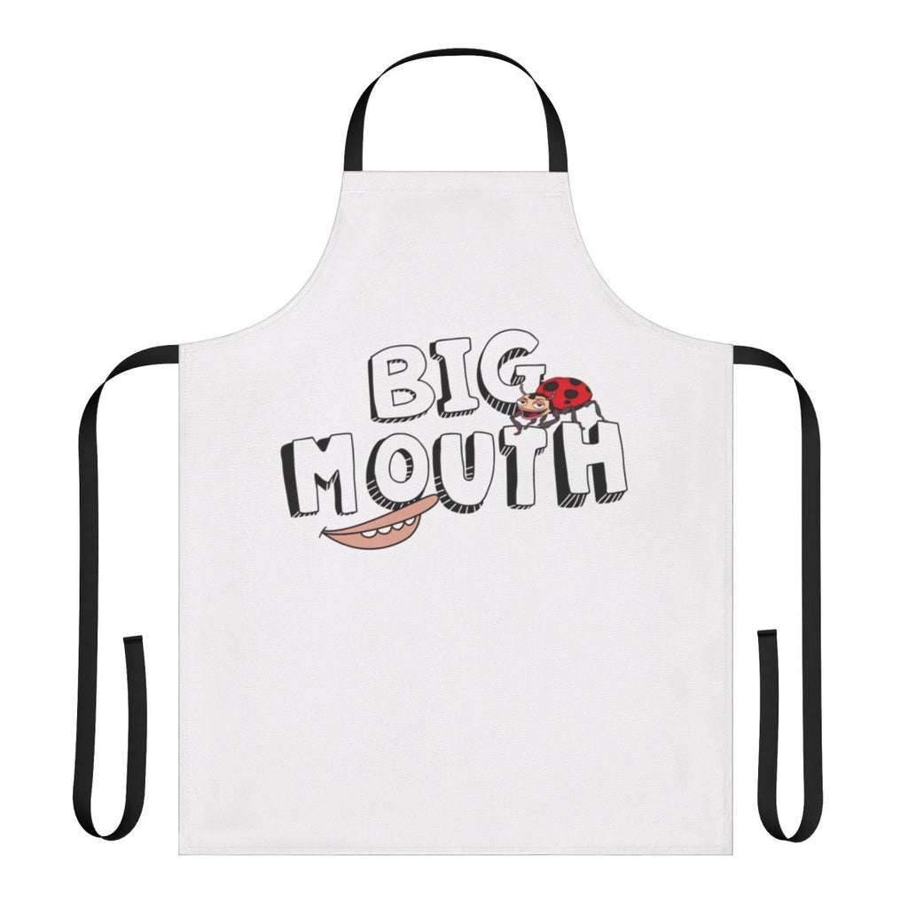 Big Mouth inspired cartoon apron with vibrant colors and playful design