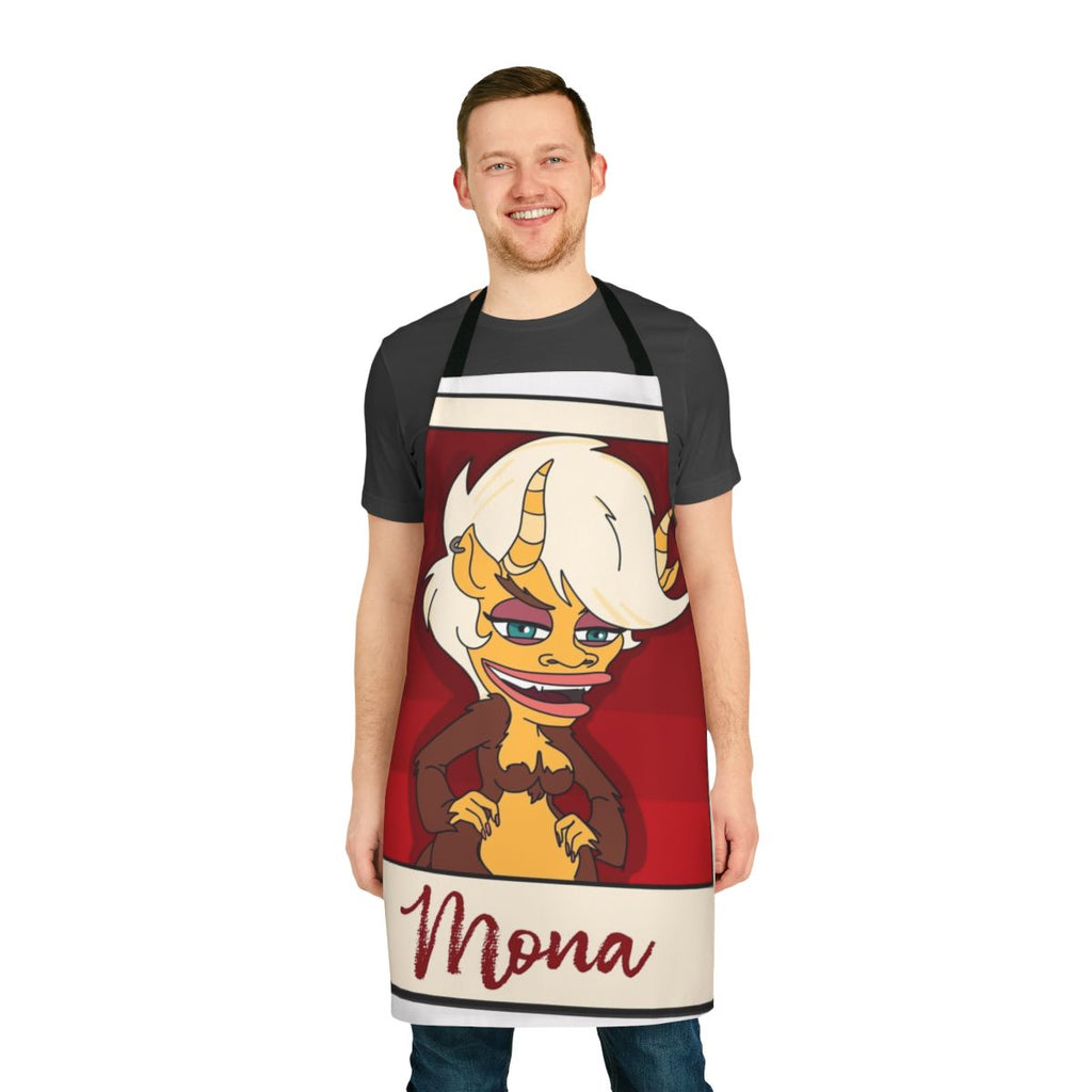 Big Mouth-Inspired Hormone Monster Mona Apron, featuring the Hormone Monster Mona character from the Netflix animated series Big Mouth.