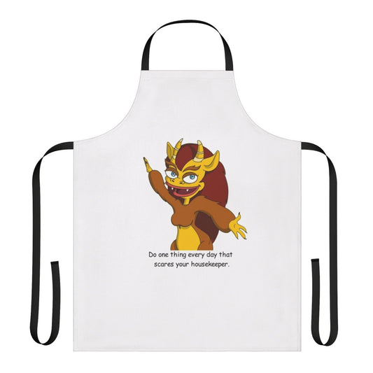 Big Mouth inspired kitchen apron with vibrant colors and character design