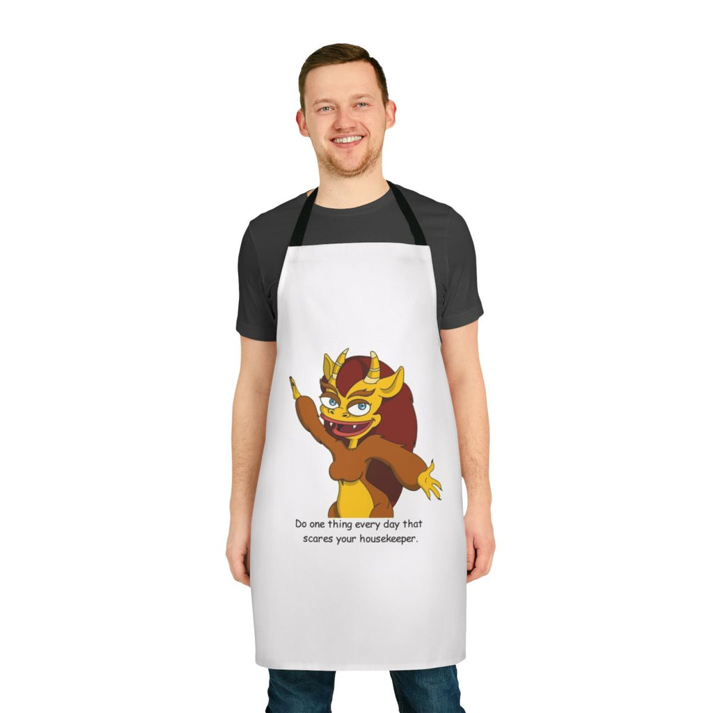 Big Mouth inspired kitchen apron with vibrant colors and character design