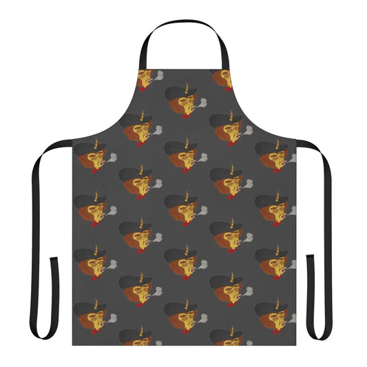 Big Mouth Maury character themed apron with smoking imagery