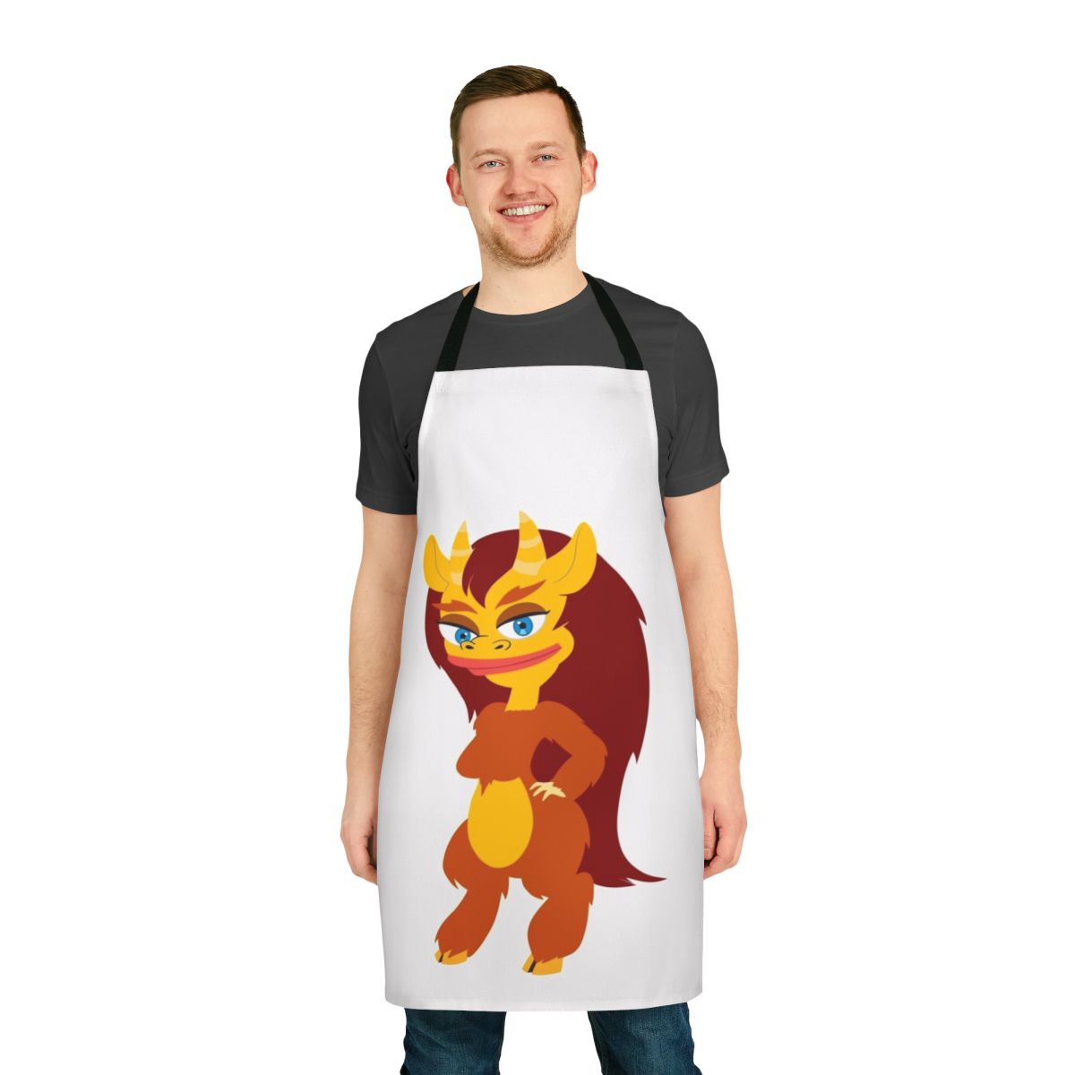 Big Mouth themed apron with character design