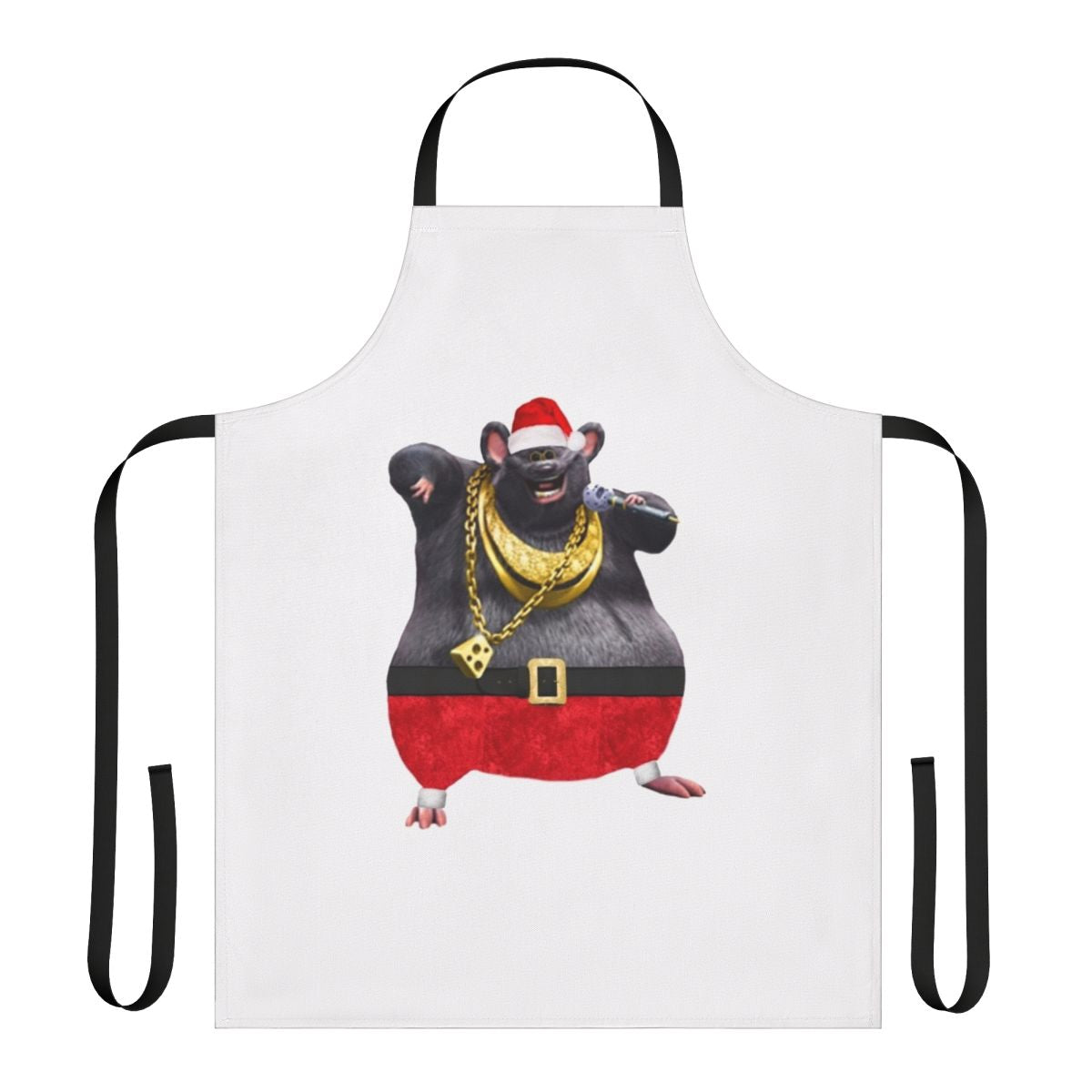 Biggie Cheese inspired Christmas apron with barnyard and meme-inspired design