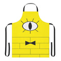 Bill Cipher inspired graphic apron featuring a bold and colorful design from the popular cartoon Gravity Falls