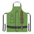 Product image of a green apron featuring a design inspired by the Resident Evil video game franchise