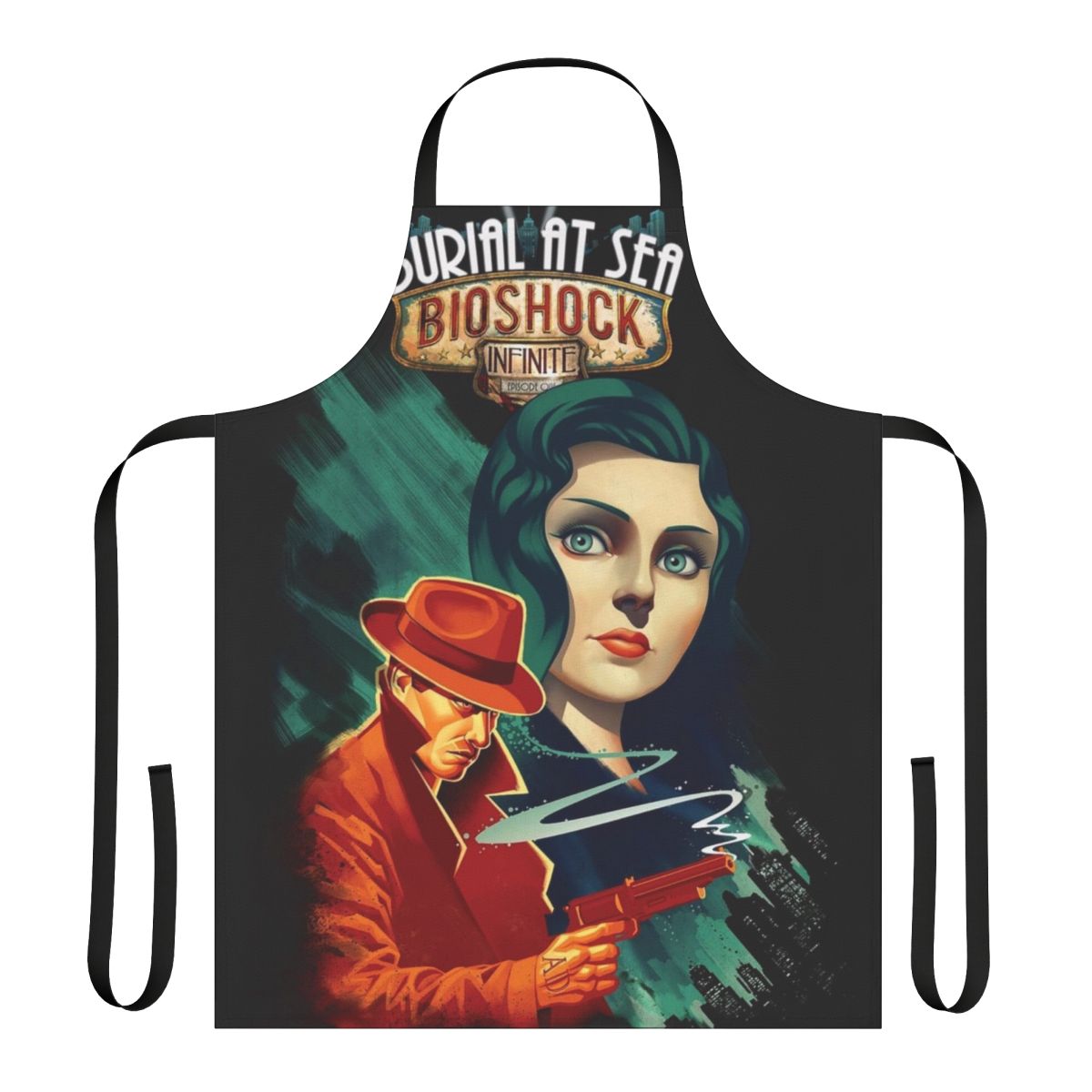 Bioshock-inspired apron featuring Rapture, Big Daddy, and other iconic game elements