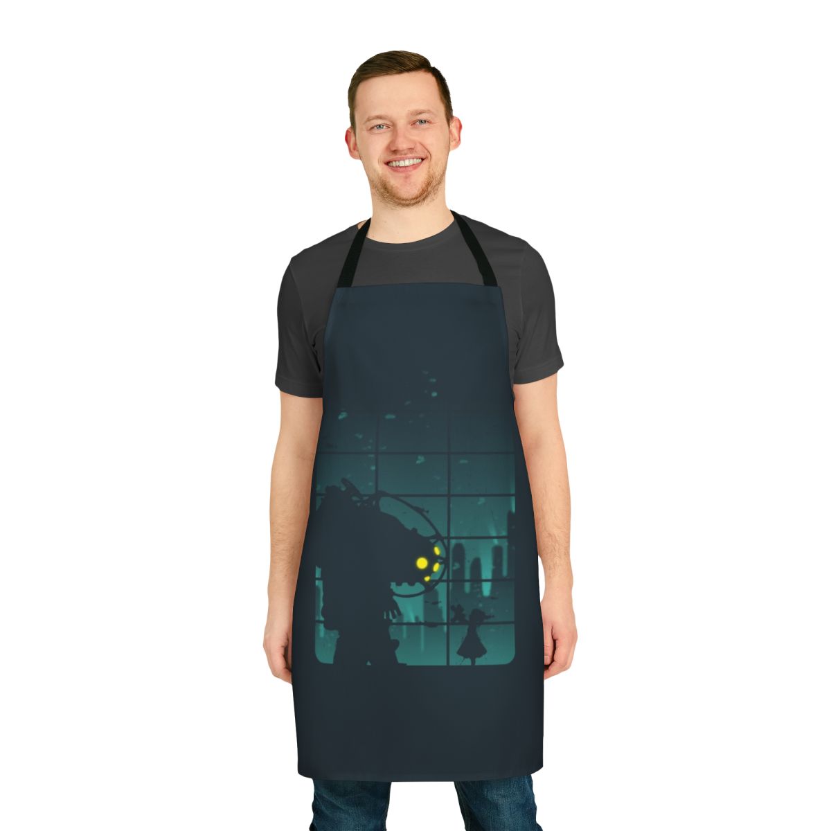 Bioshock-themed apron featuring the iconic Mr. Bubbles character from the Bioshock video game series.