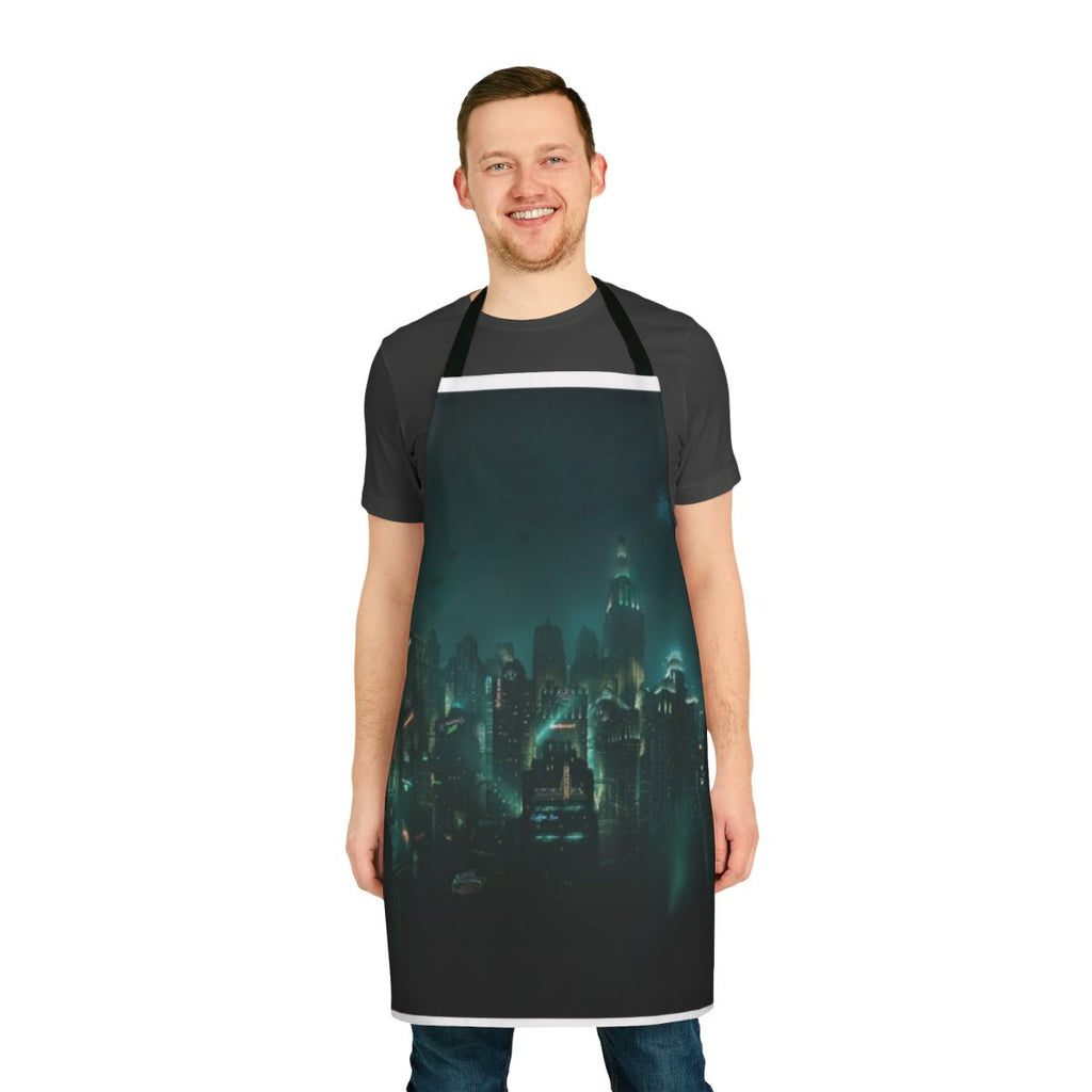 Bioshock-themed apron featuring the iconic Rapture city skyline