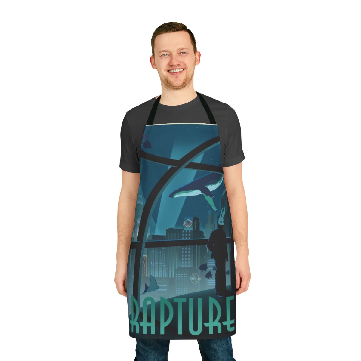 Bioshock Rapture-themed apron featuring the underwater city from the video game