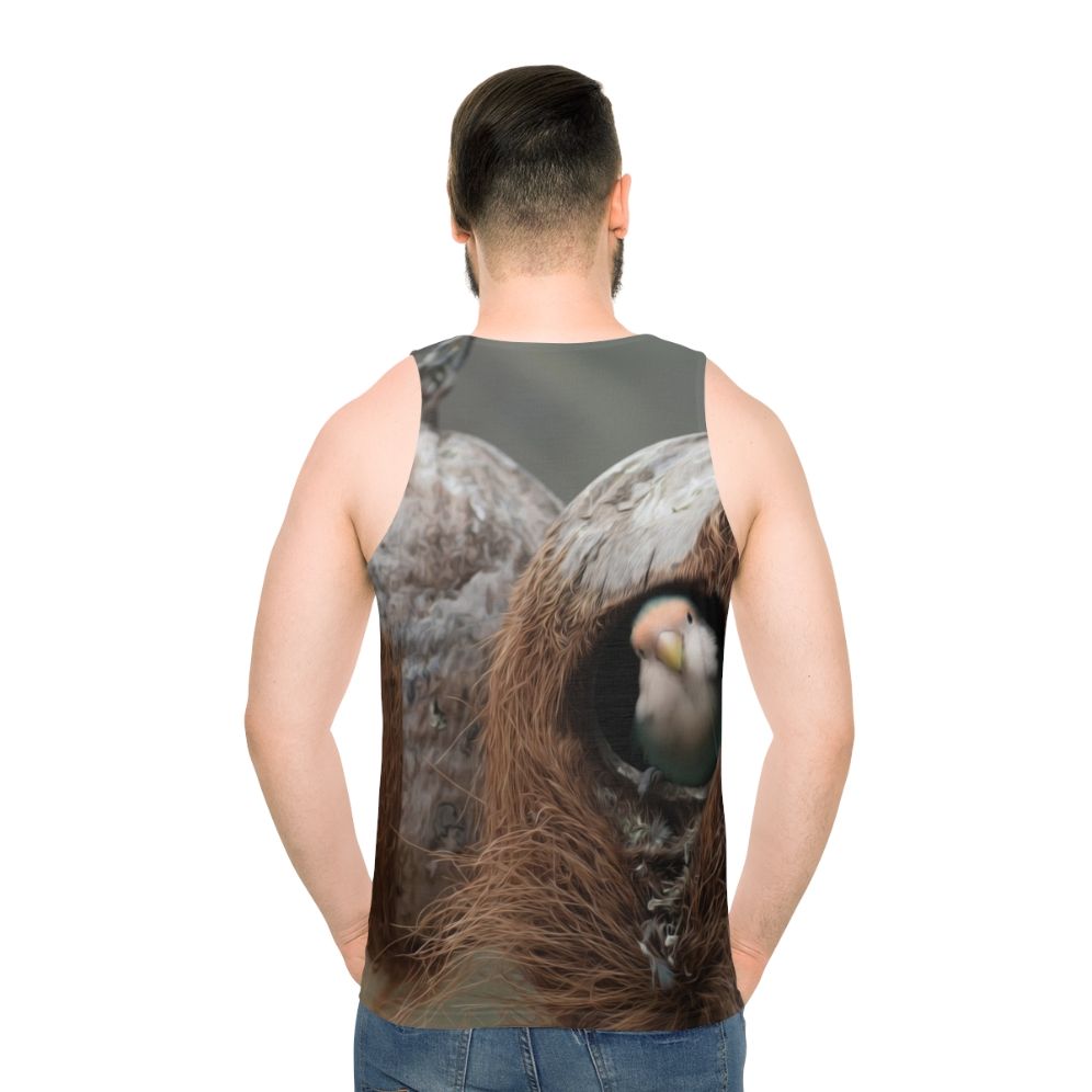 Unisex tank top with bird graphic design