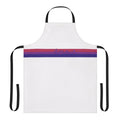 Apron featuring a vibrant bisexual pride flag design and cute rabbits.
