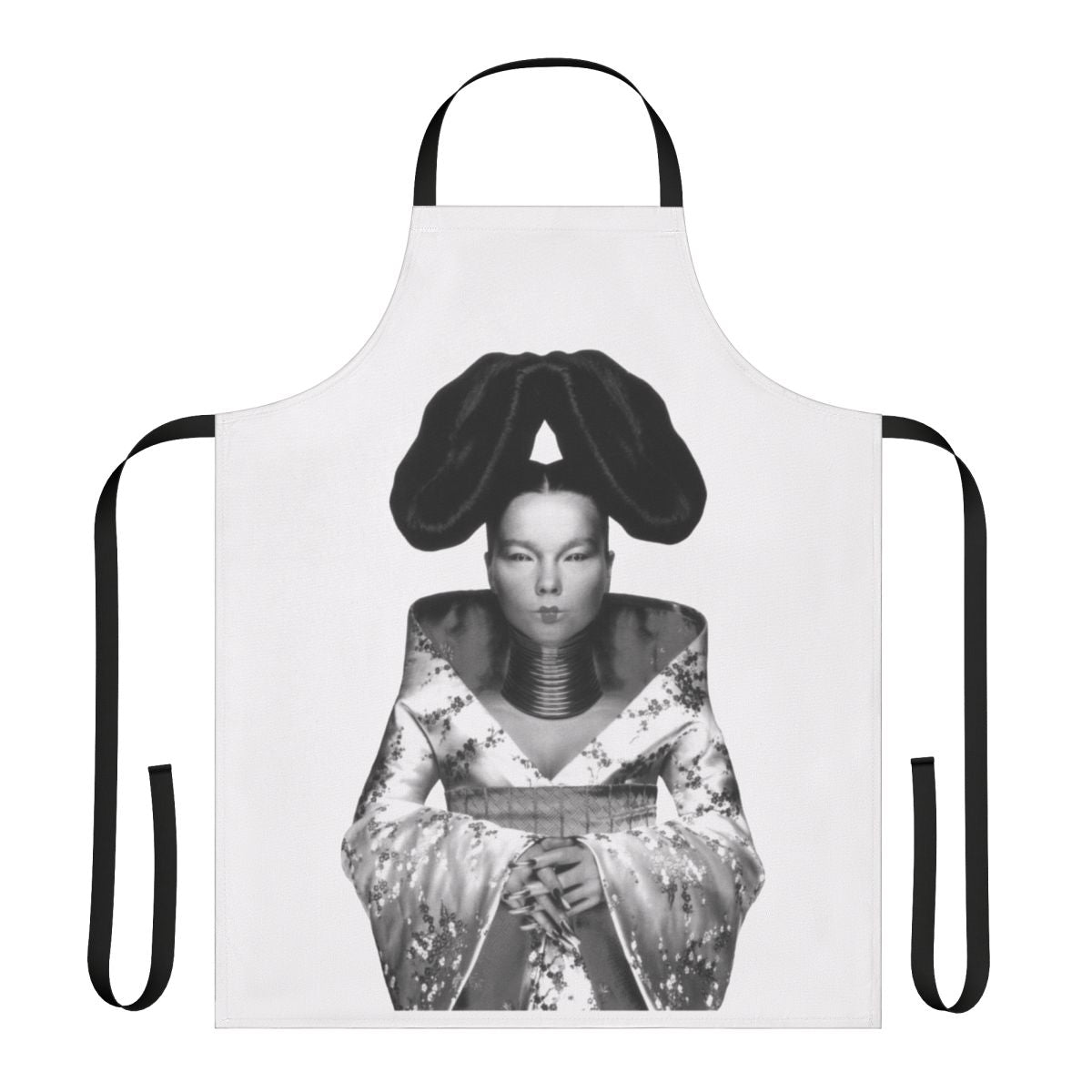 Bjork-inspired kitchen apron featuring the iconic album art design