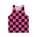 Black and pink checkered unisex tank top