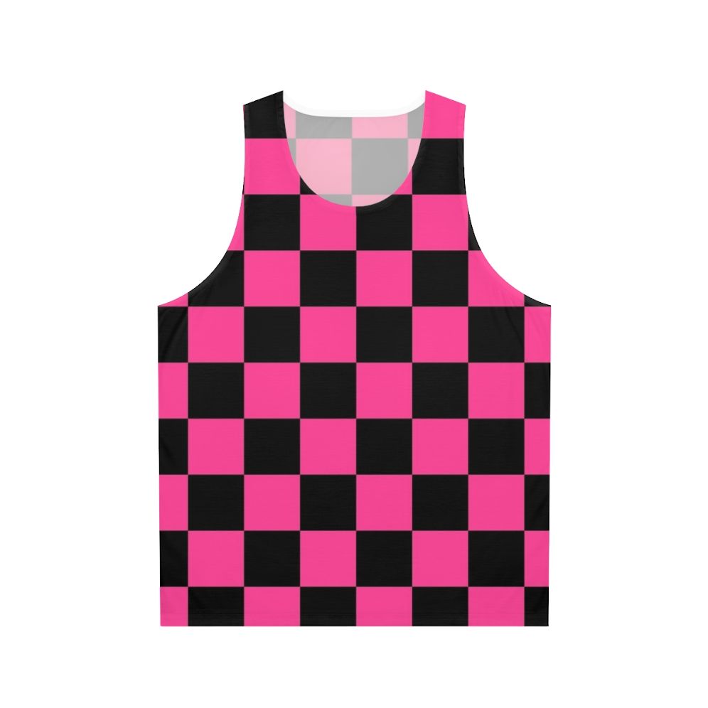Black and pink checkered unisex tank top