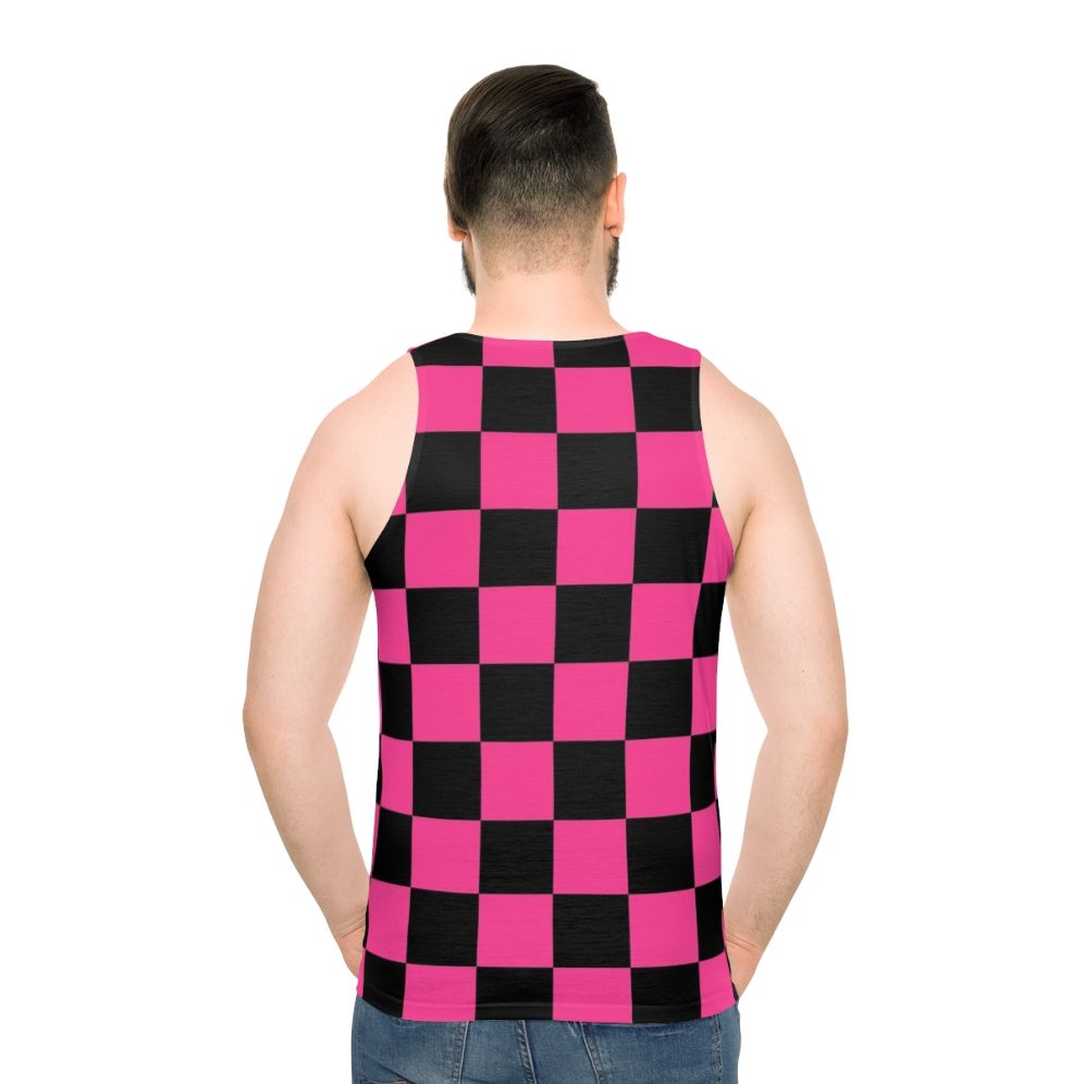 Black and pink checkered unisex tank top