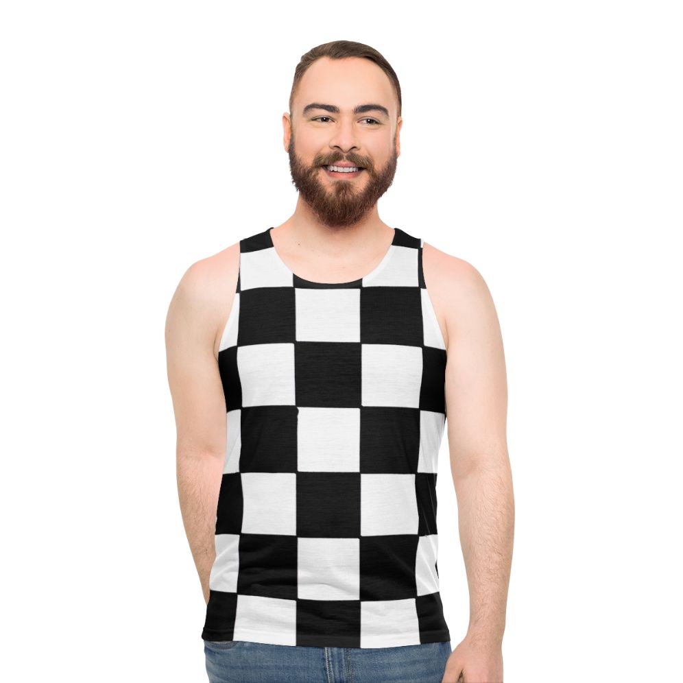 Black and White Checkered Unisex Tank Top