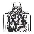Black and white penguin pattern apron with camouflage design