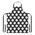 Black apron with large white polka dots